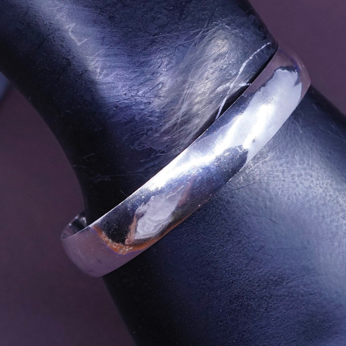 6.5", vtg Southwestern sterling silver handmade bracelet, hammered 925 cuff