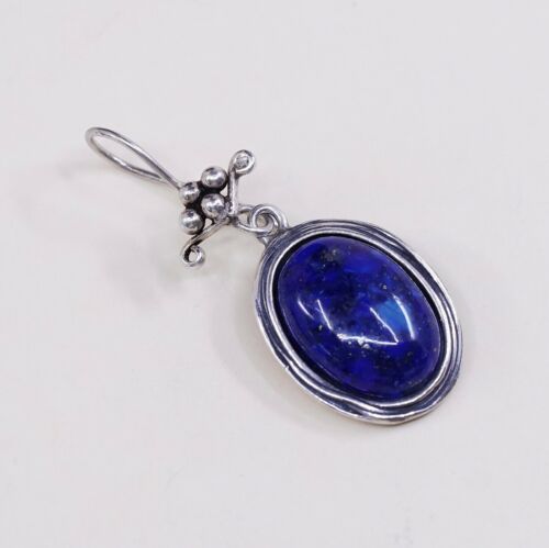 Israel Jewelry handmade Sterling 925 earrings W/ Oval Lapis Lazuli W/ Beads