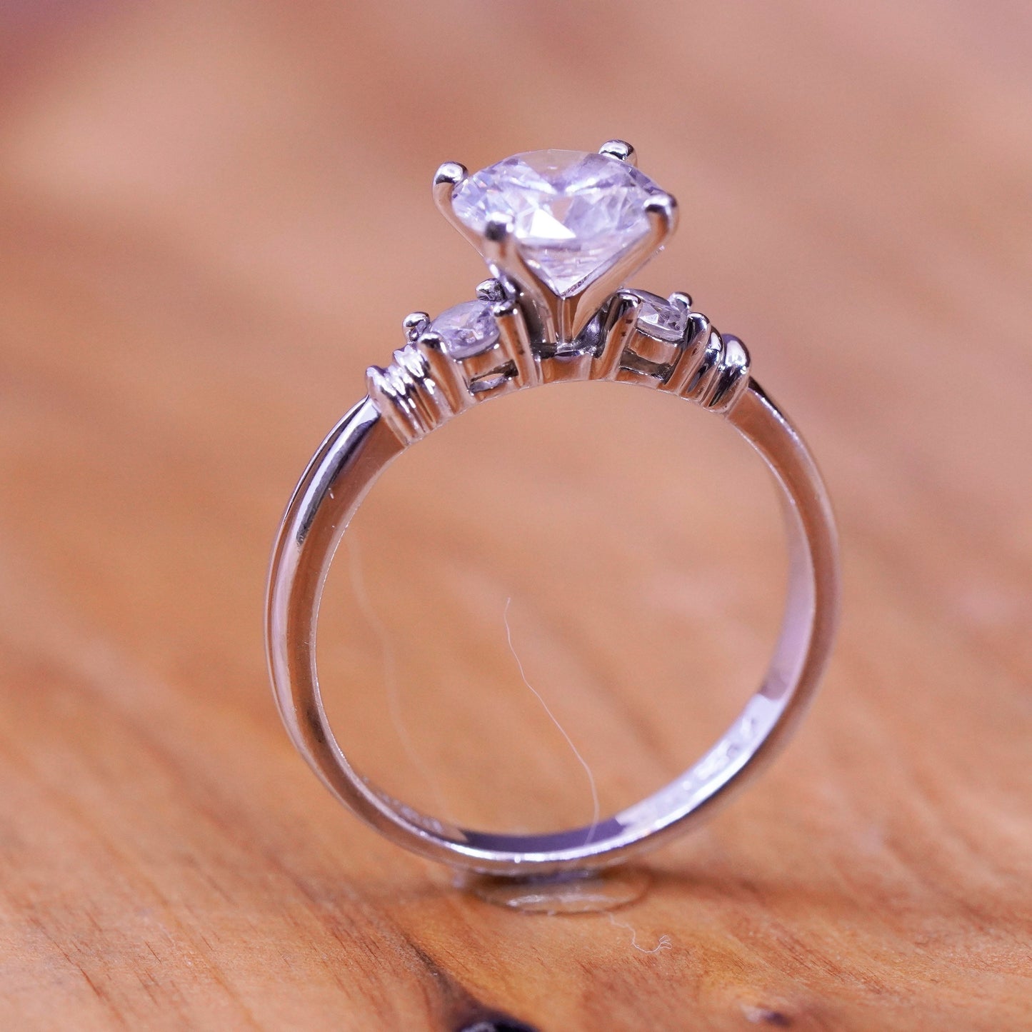 Size 9.5, vintage Sterling 925 silver anniversary engagement ring with cz