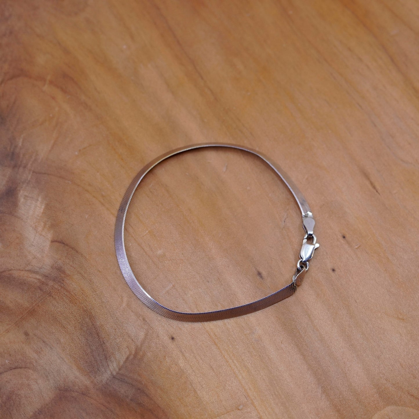 7”, 4mm, Vintage Sterling silver herringbone bracelet, Italy 925 chain