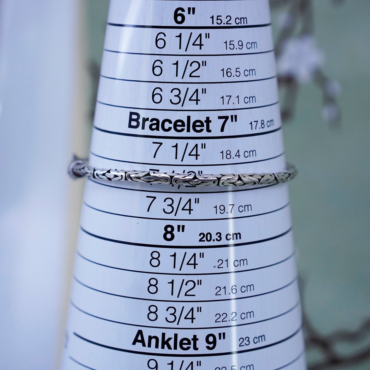 7.5”, vintage Sterling silver handmade bracelet, 925 Byzantine, birdcage chain