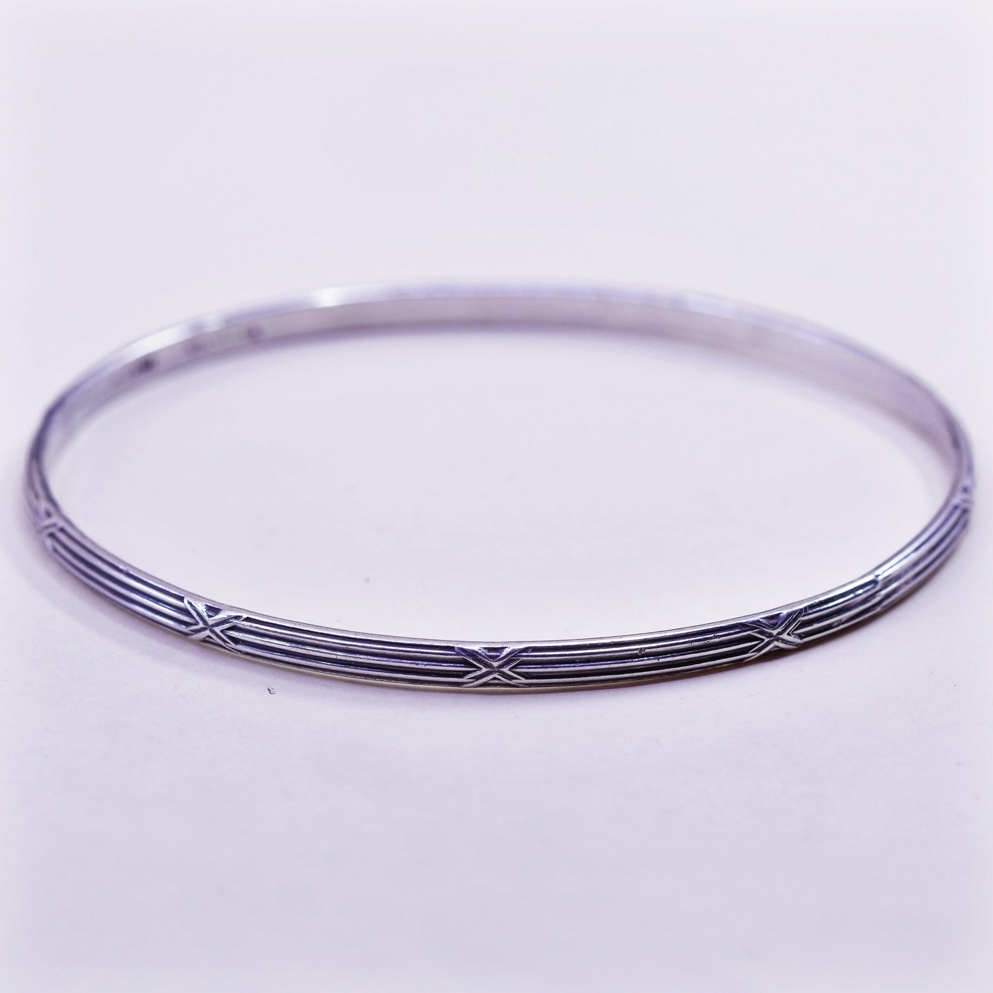 8”, vtg Guglielmo CINI sterling 925 silver handmade textured bracelet, bangle