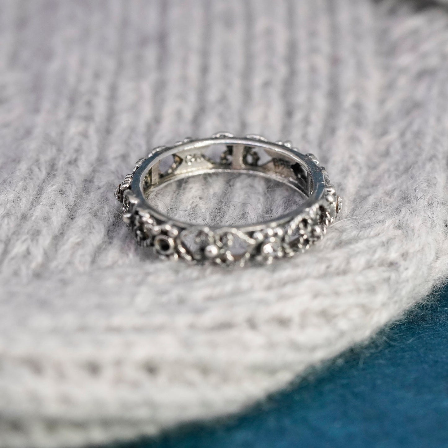 Size 9, vintage Sterling silver handmade ring, 925 band with cz