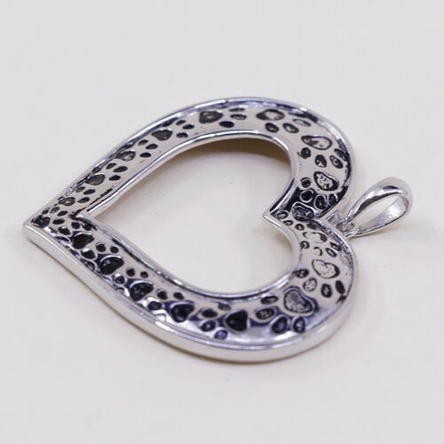 Vintage Sterling Silver Handmade Heart Pendant, 925 Silver Charm