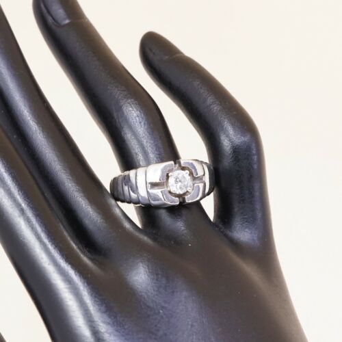 Sz 10, Sterling Silver Handmade Ring, 925 Silver cocktail statement Ring W/ Cz