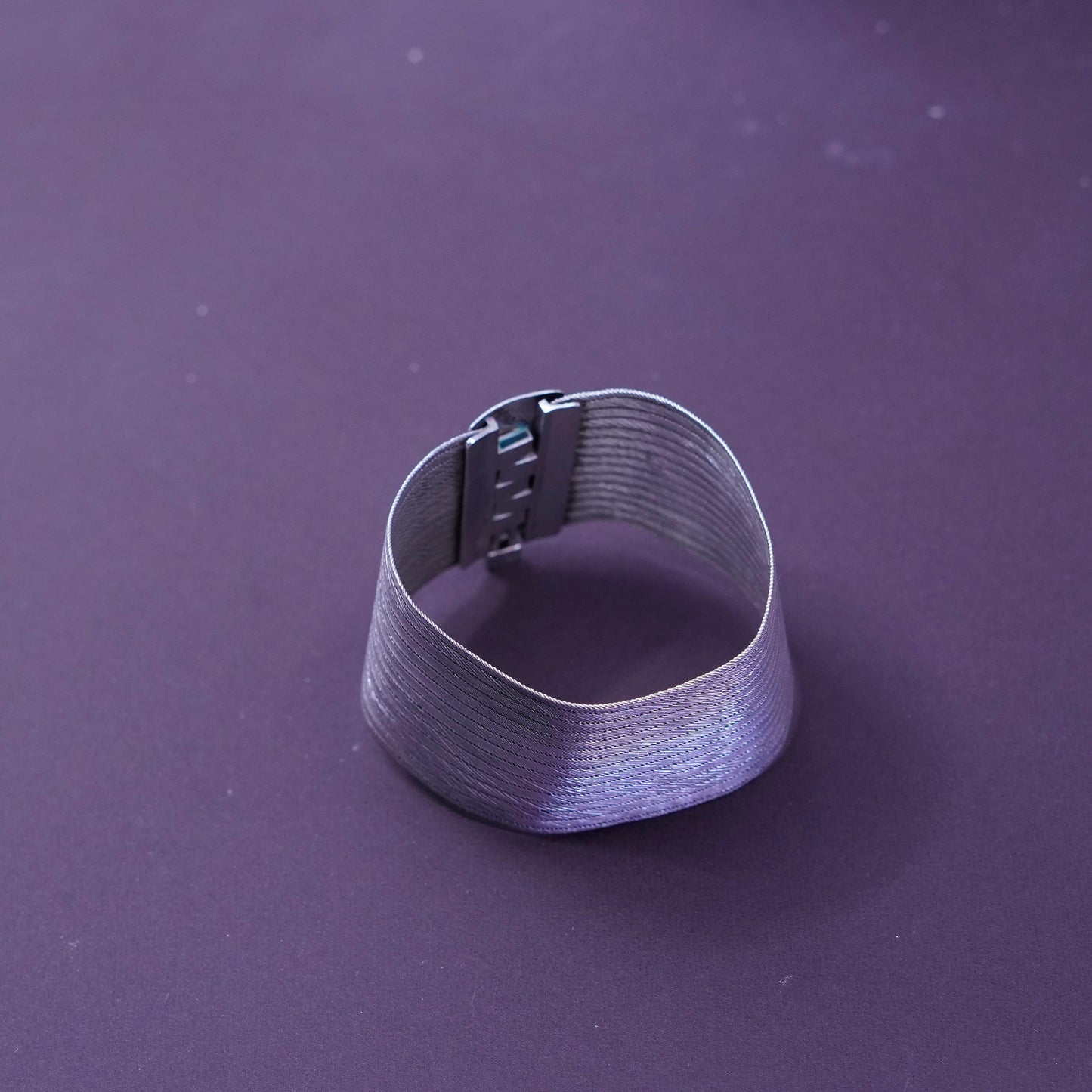 6”, Vintage Italy Sterling silver braided woven wide textured 900 bracelet