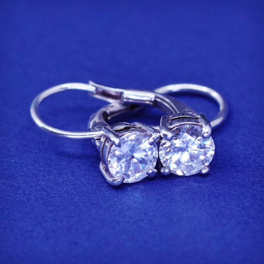 Vintage sterling 925 silver earrings with cz dangles