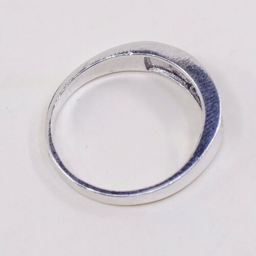 Size 8, Vtg Sterling Silver Handmade Ring, 925 Silver Band W/ Marcasite