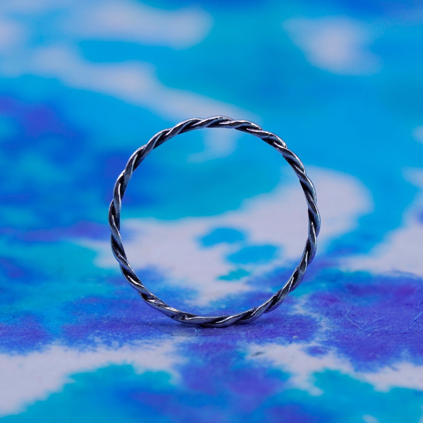 Size 12, vintage Sterling silver handmade ring, 925 cable band