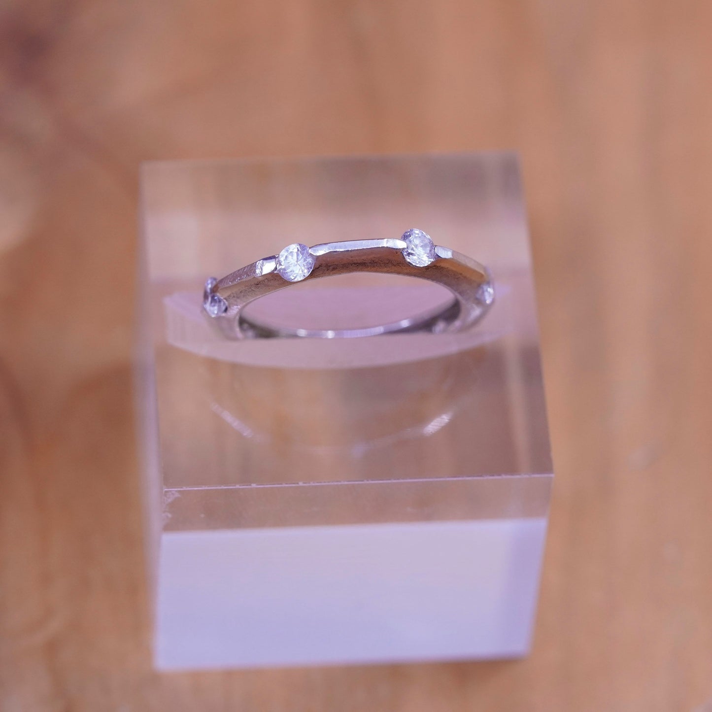 Size 6.5, vintage Sterling silver ring, 925 band with cz