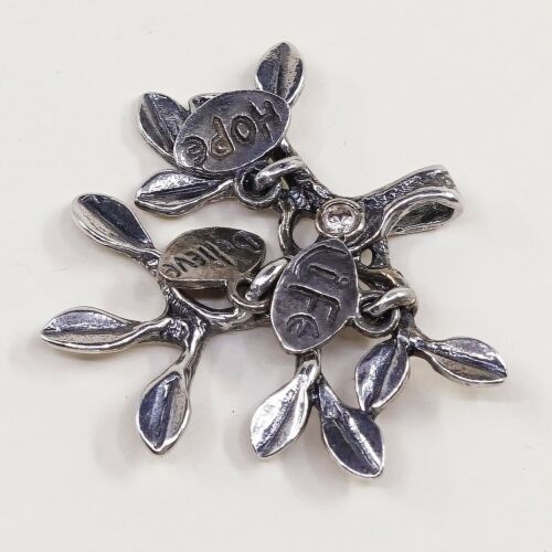 Vtg Israel CZ Shablool 925 Sterling Silver Tree Branch W/ “Hope, Believe Life”