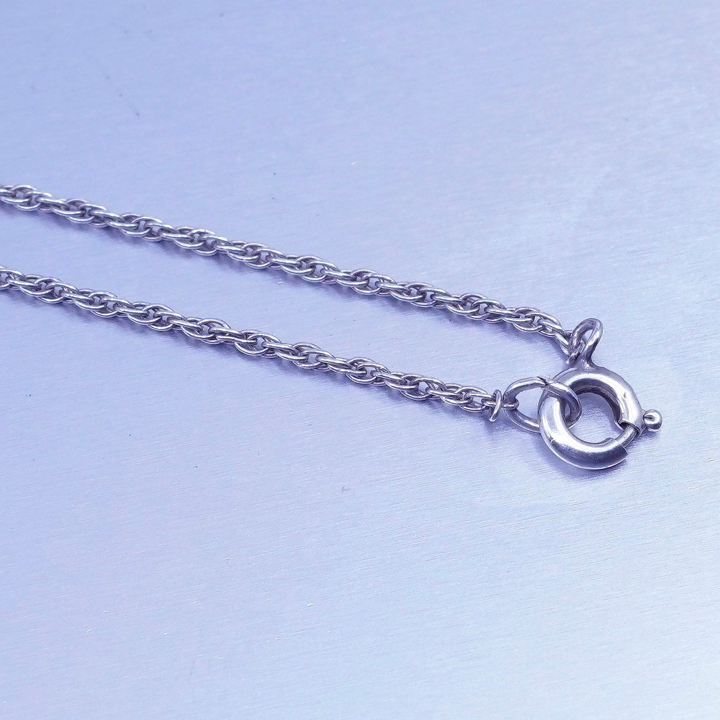 18” 1mm, vintage Italy Sterling 925 silver Singapore rope chain necklace