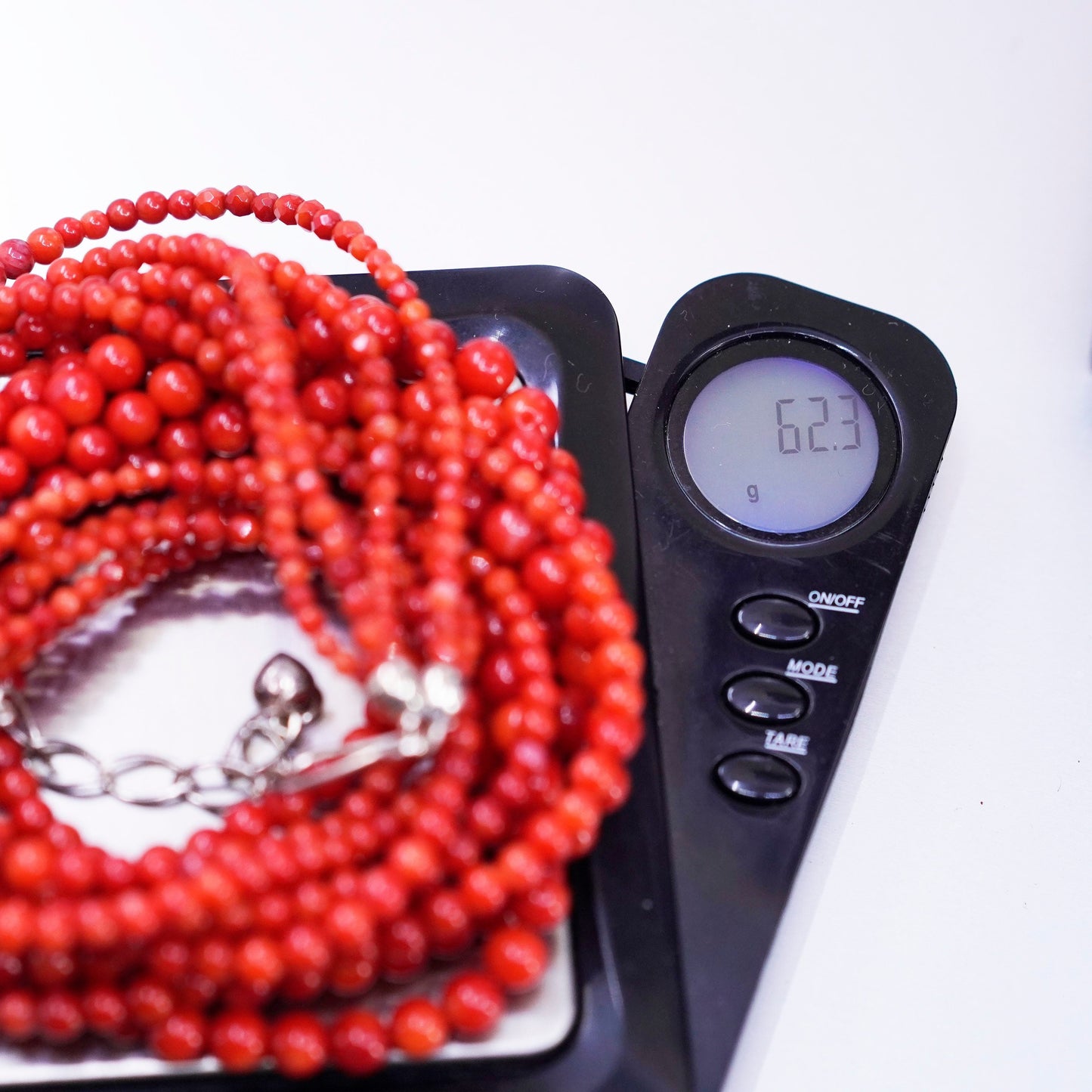 18+2”, Jay King DTR Sterling 925 silver necklace, multi strands coral chain