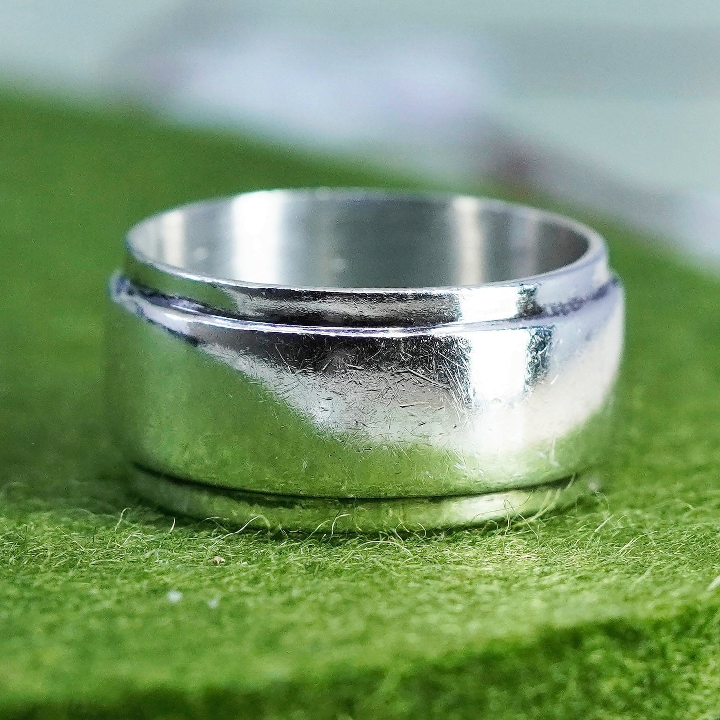 Size 8.75, vintage sterling silver handmade ring, 925 wide band