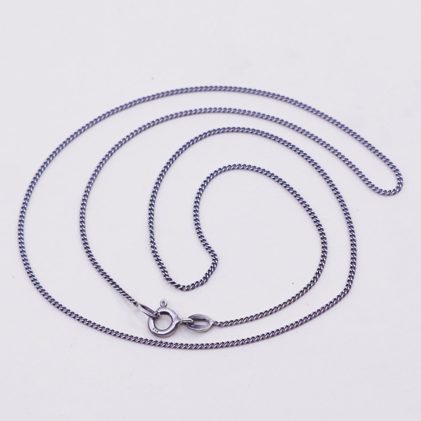 18”, 1mm, italy sterling silver handmade necklace, 925 curb chain