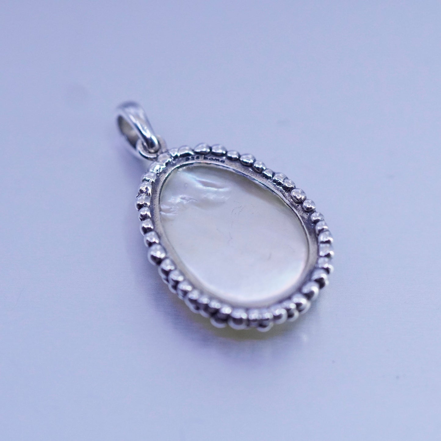 Vintage sterling 925 silver handmade pendant with teardrop white moonstone
