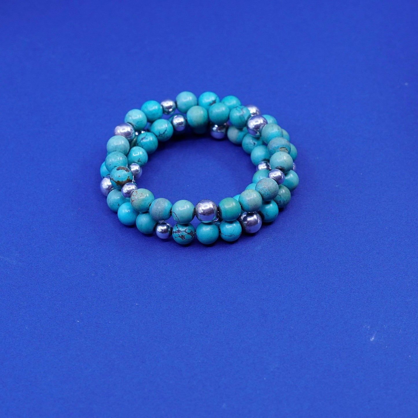 6.5”, sterling silver handmade bracelet, 925 wrap bangle with genuine turquoise