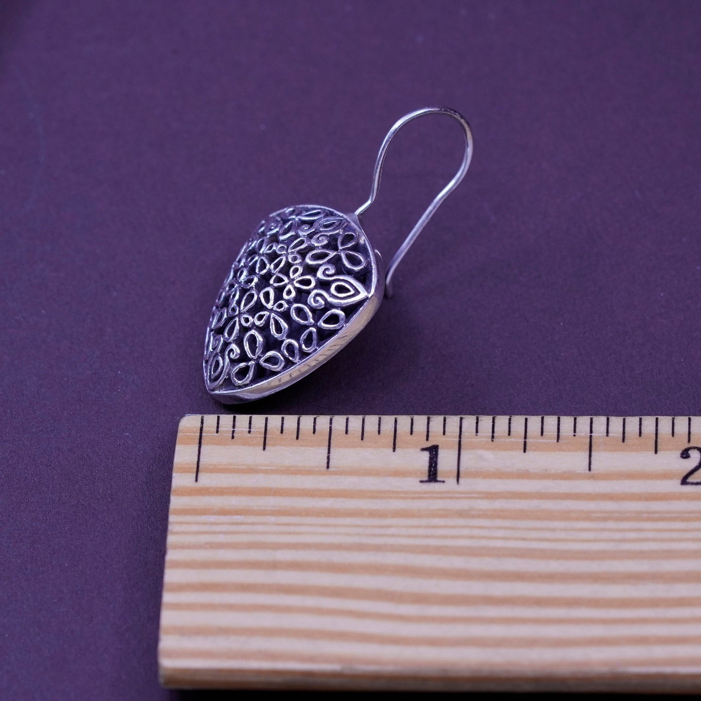 Vintage Sterling silver handmade earrings, filigree 925 drops