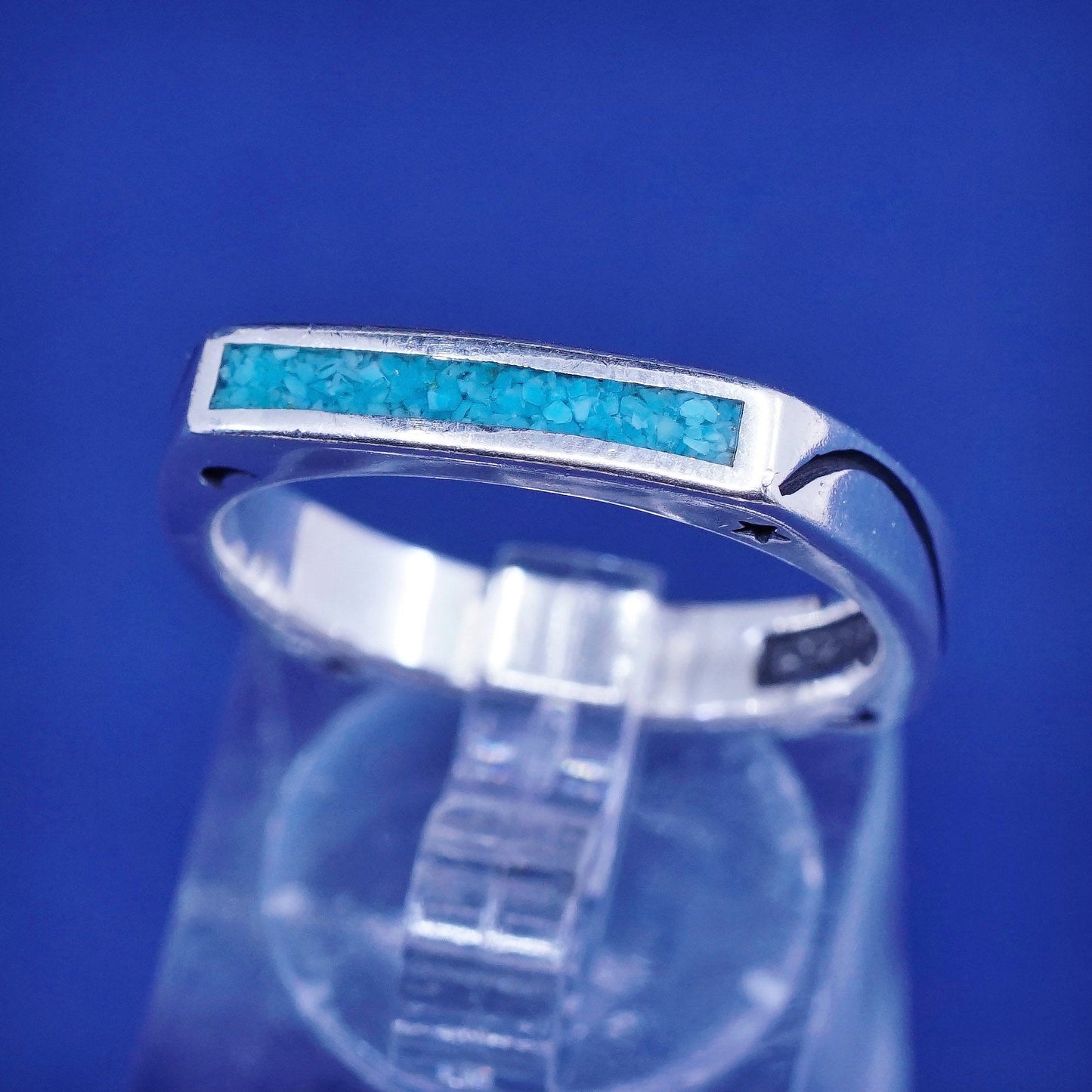 sz 9.25, Ava Yetter sterling silver handmade ring 925 band w/ turquoise N stars