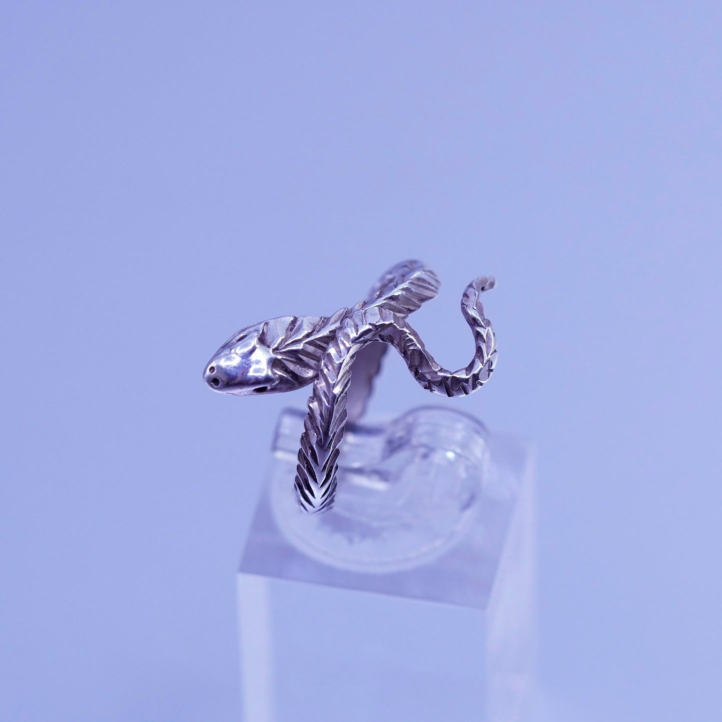 Size adjustable, vintage Sterling 925 silver handmade snake ring