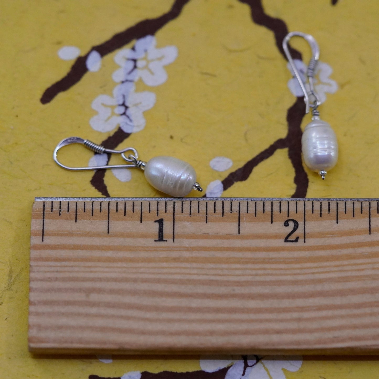Vintage Sterling 925 silver handmade earrings with pearl