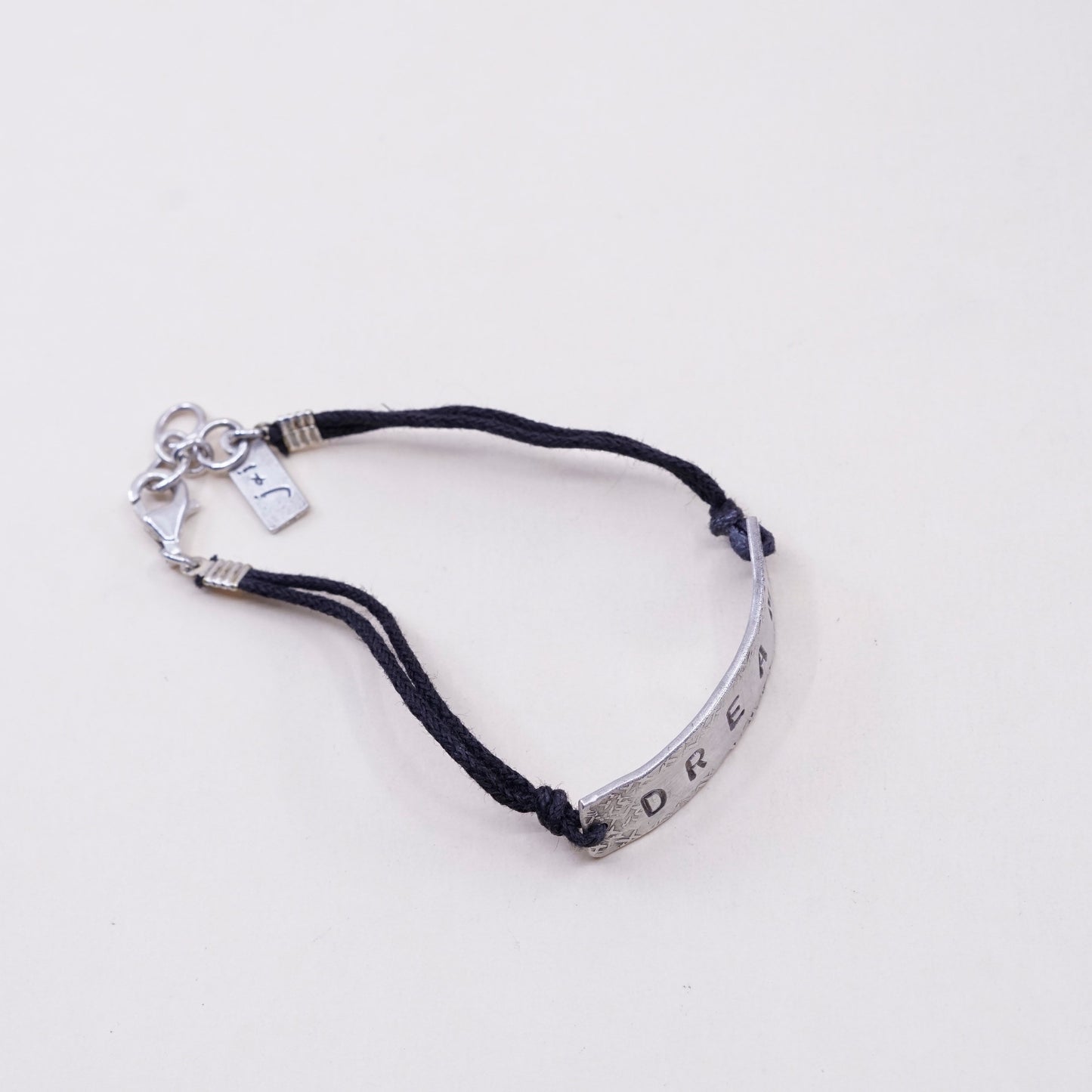 6.5”, vtg Ian Gibson J&I Sterling 925 silver bracelet, with bar engraved “dream