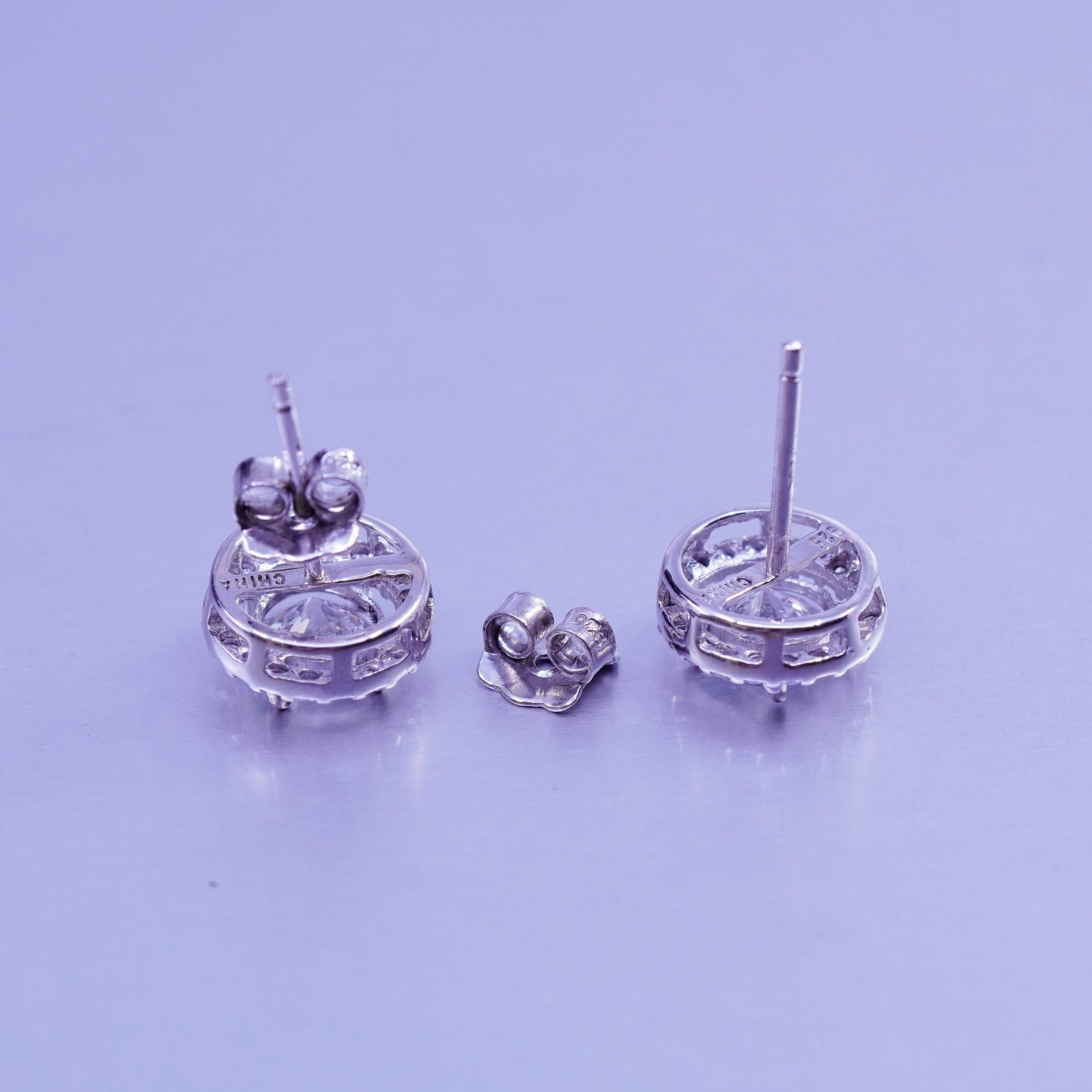 Vintage Sterling 925 silver earrings, studs with cz inlay