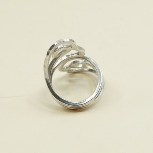 Size 7.25, Vtg Sterling Silver Handmade Ring, 925 Silver Hammered Band W/ Whirl