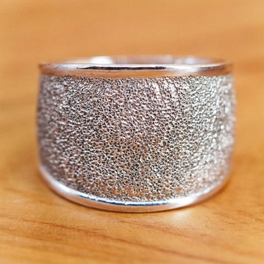 Size 6.75, VTG Sterling silver handmade ring, glittering 925 band, minimalist