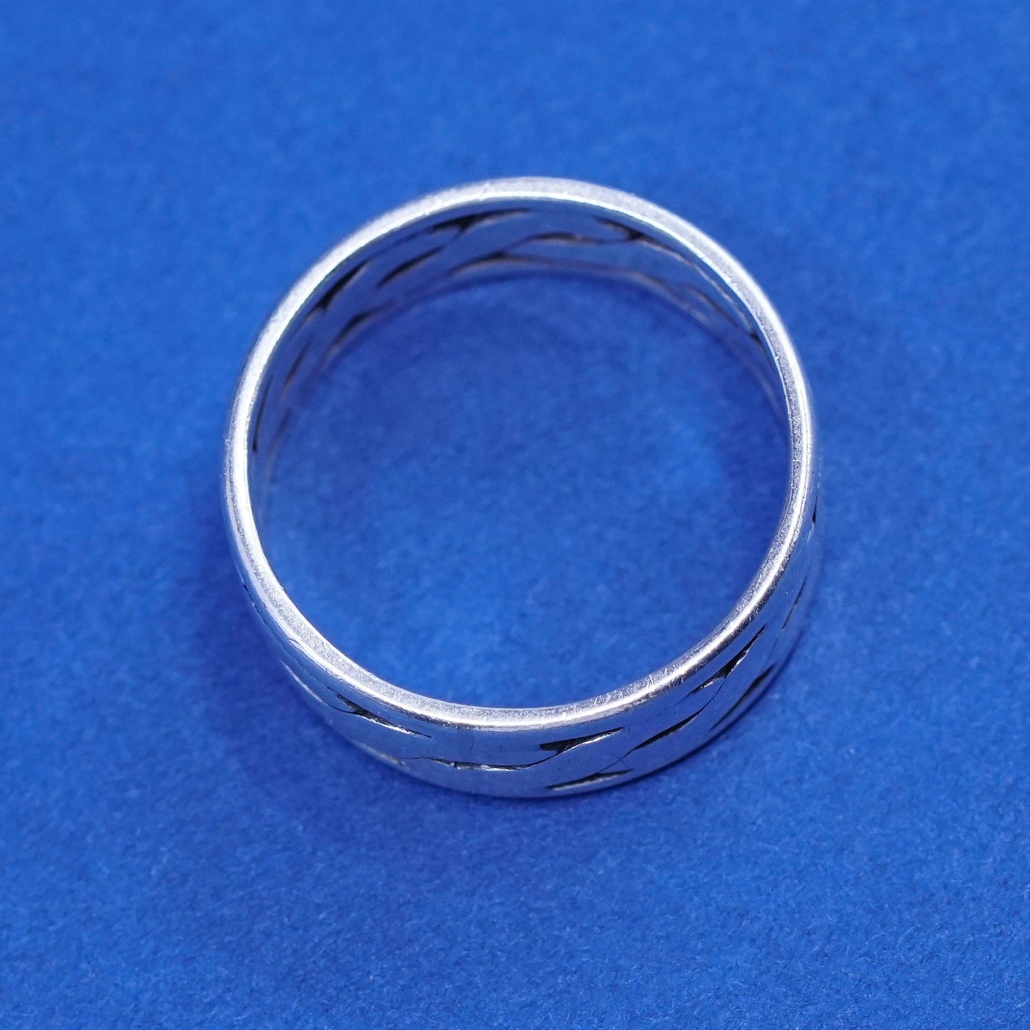 Size 5.5, vintage Sterling silver handmade ring, 925 woven band