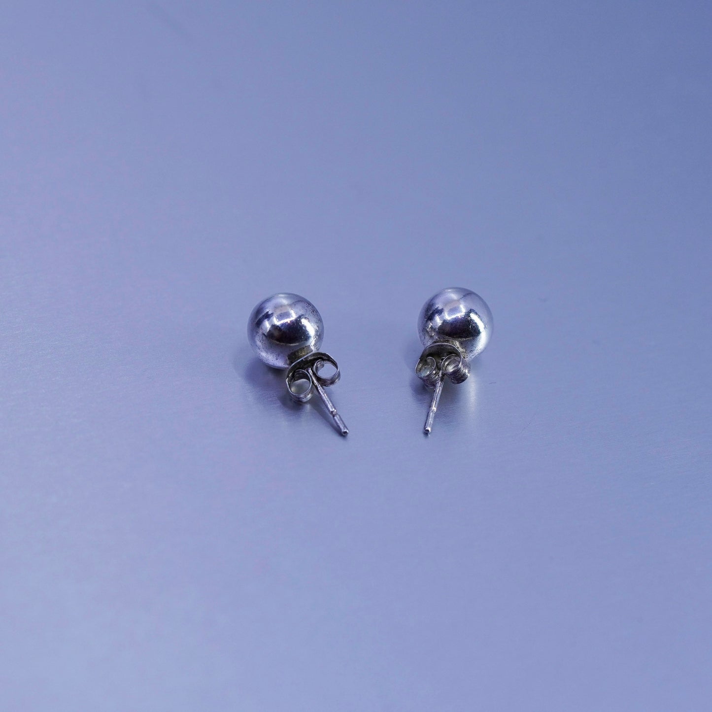 7mm, Vintage Sterling 925 silver handmade earrings, bead studs