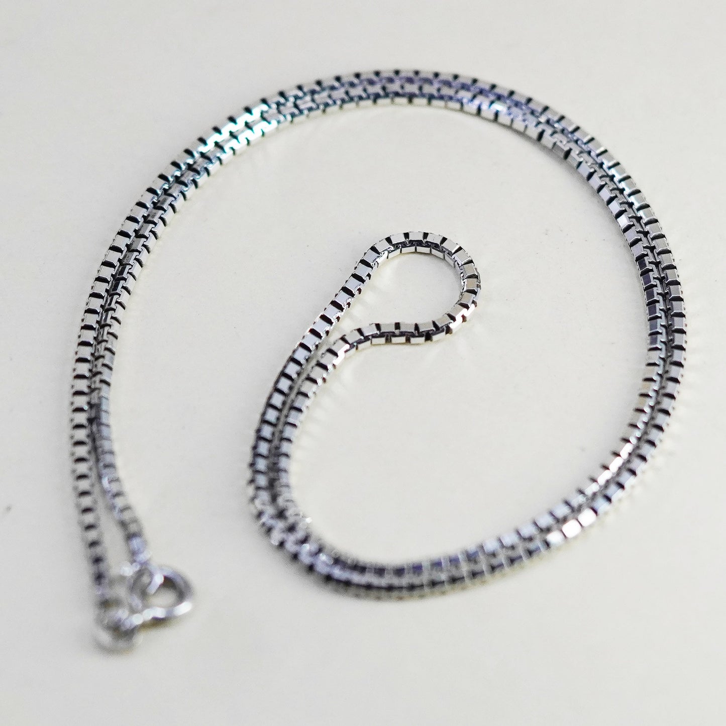 18”, 2mm, Vintage sterling silver Italy 925 silver box chain, necklace