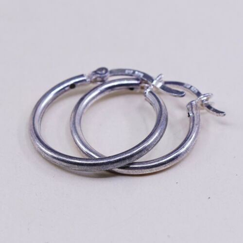 0.75” sterling silver 925 Huggie earrings Hoops, stamped 925 SU
