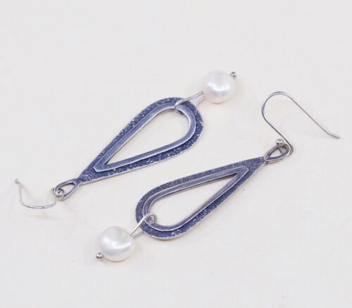 SILPADA W1388 PERFECT PEARL HAMMERED STERLING SILVER PIERCED DROP EARRINGS EVC