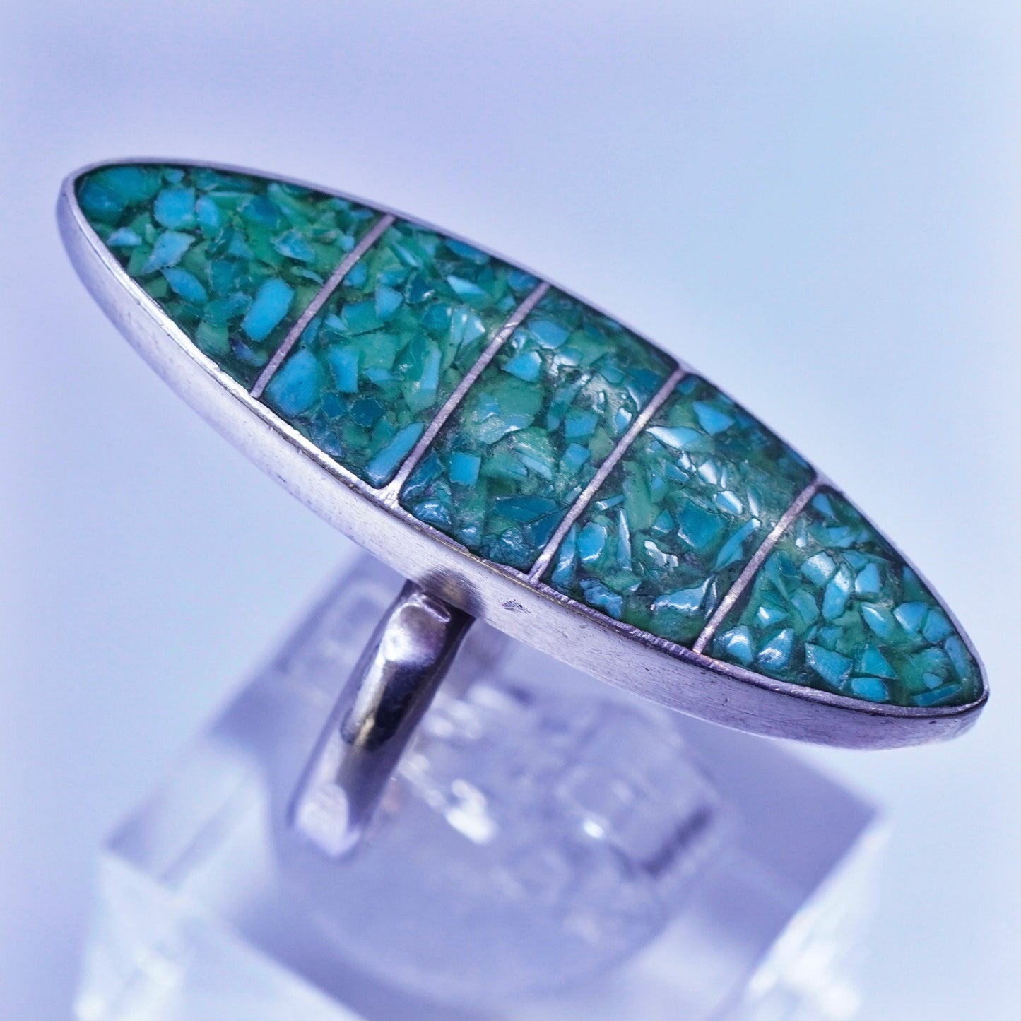 Size 6.5, Native American navajo Sterling 925 silver marquise ring turquoise