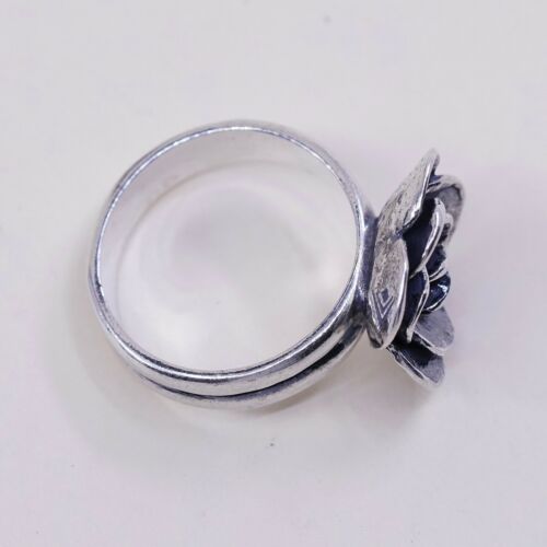 Size 7.25, Silpada Oxidized Sterling Silver Rose Bud Flower Band Ring R2207