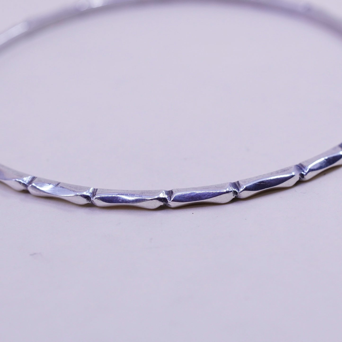 8”, Mexico sterling silver handmade 925 bracelet, bamboo knot textured bangle