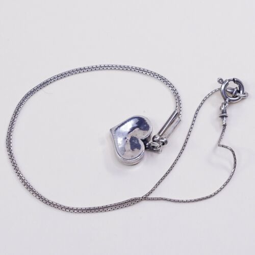 17”, Silpada N0514 925 Sterling Silver Snake Chain Necklace W/ Heart Pendant