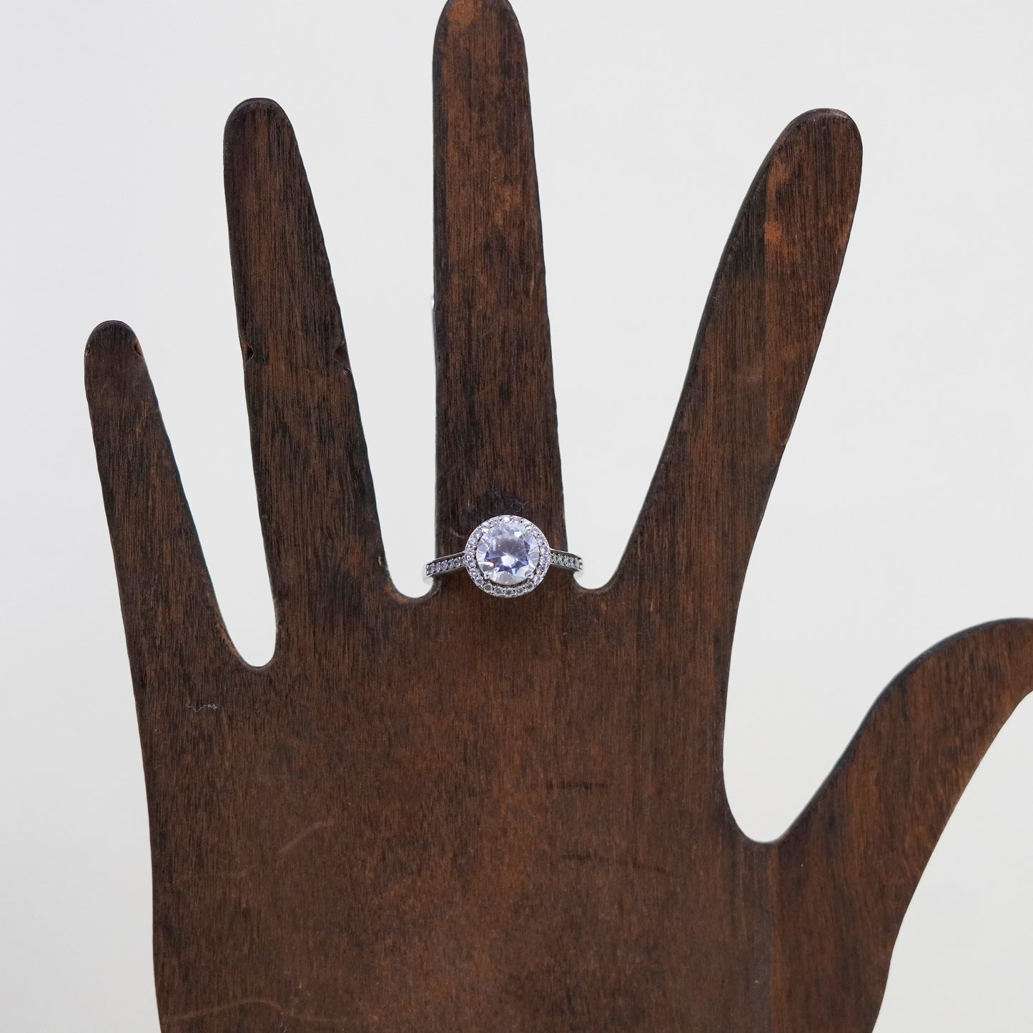 Size 7, vintage jewelry, sterling 925 silver cluster crystal engagement ring