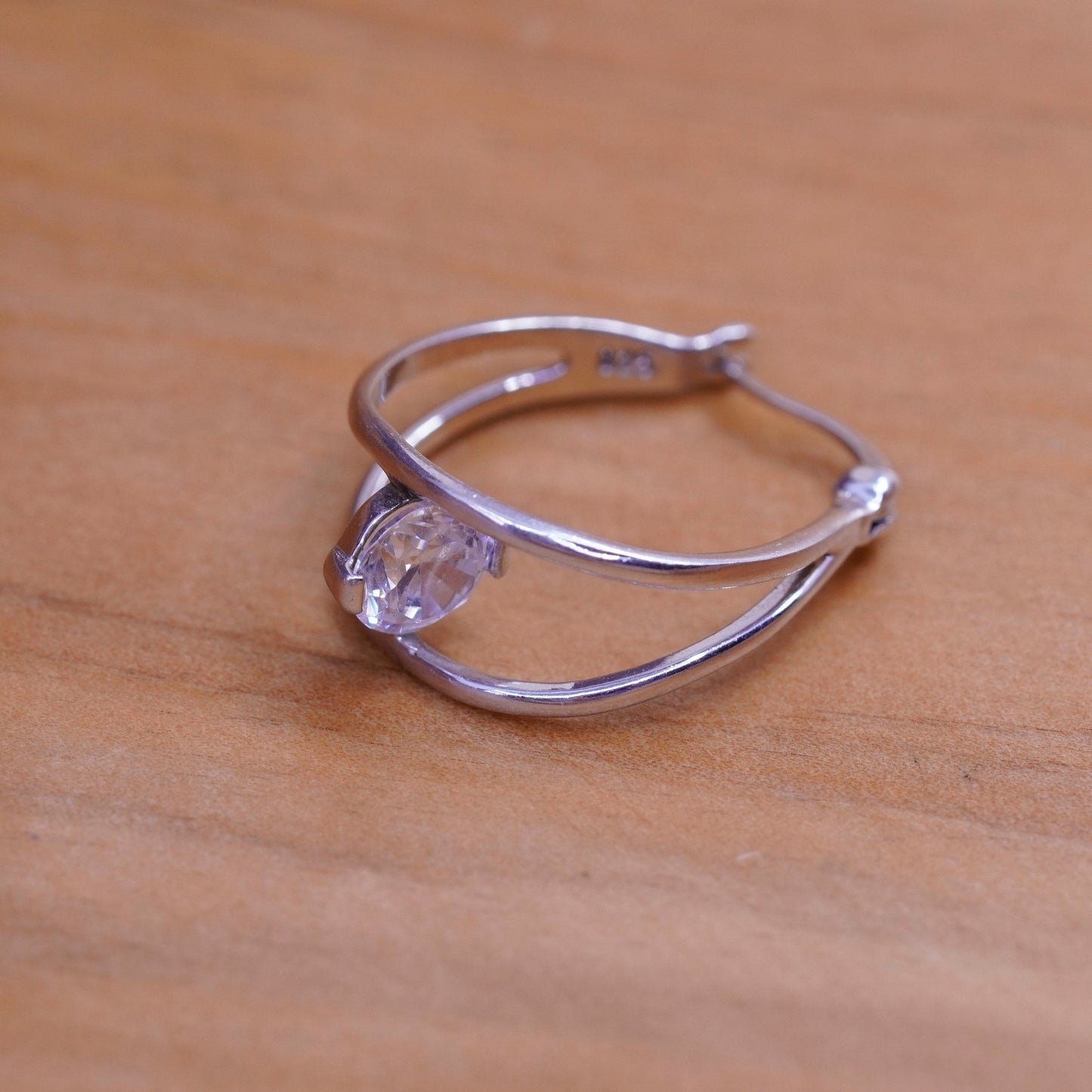0.75”, Vintage Sterling silver earrings, 925 hoops with cz