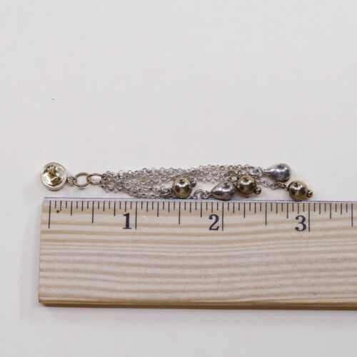 Vtg STERLING SILVER earrings with Cluster Circle Chain Bead dangles