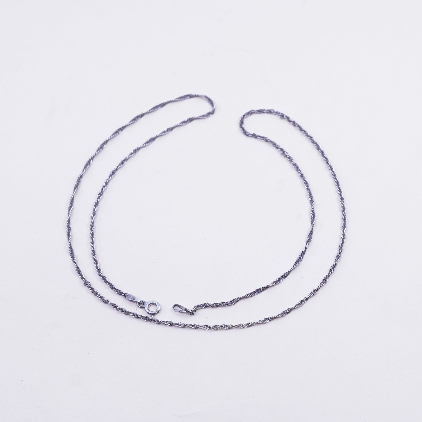 20” 1.6mm, vintage sterling silver necklace, 925 Singapore rope chain