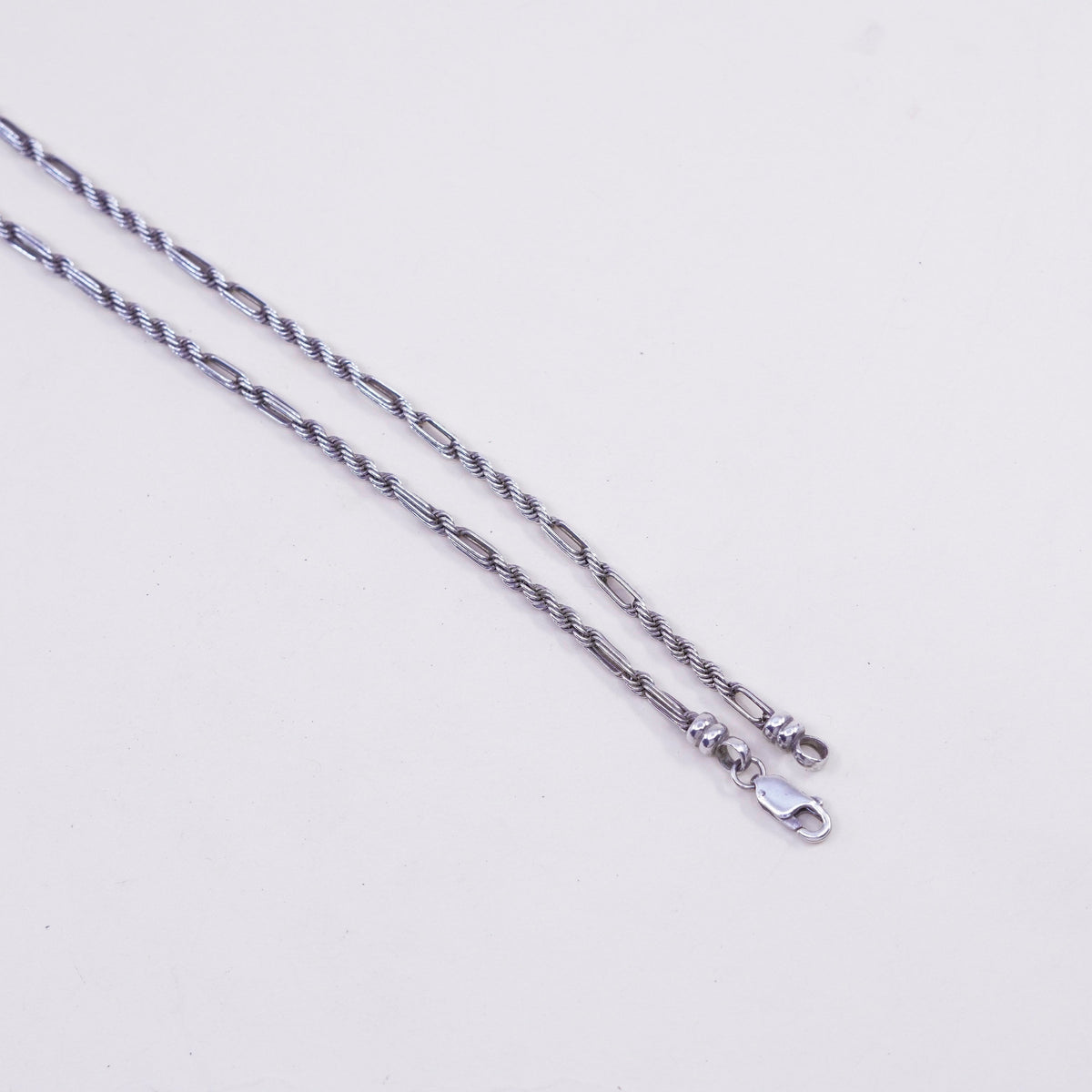 18”, 3mm, Vintage Peru sterling 925 silver elongated chain, necklace