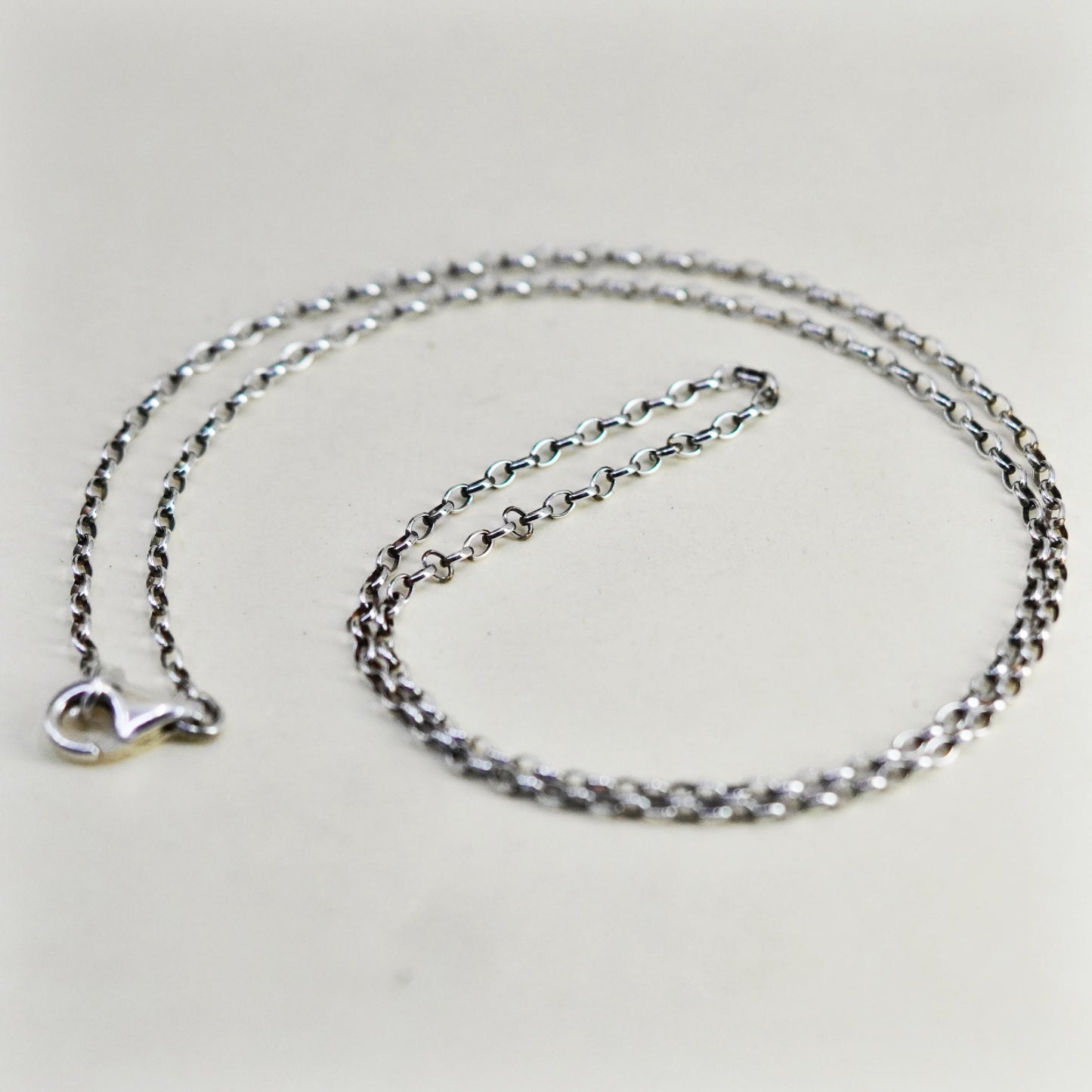 18”, 1.6mm, Vintage sterling silver circle chain, Italy 925 necklace