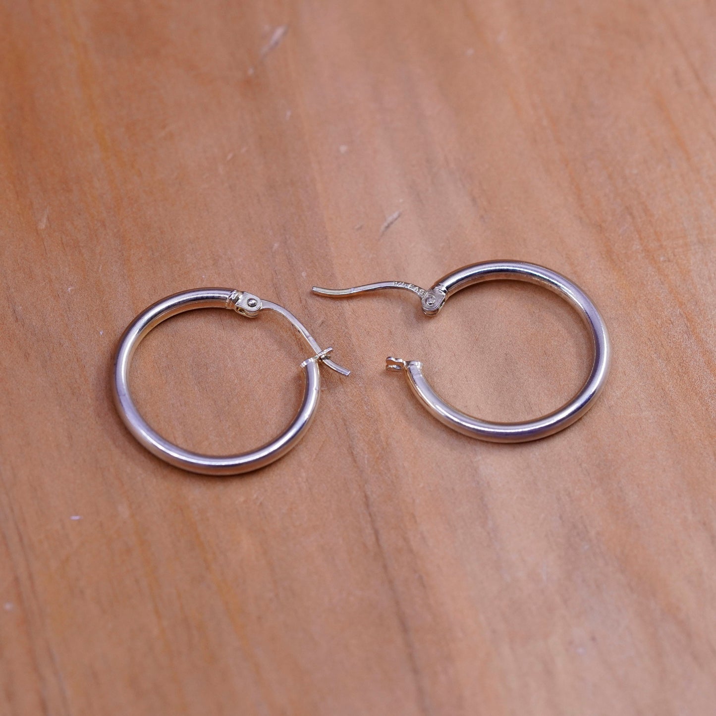 0.75”, Vintage vermeil gold over Sterling silver handmade earrings, 925 hoops