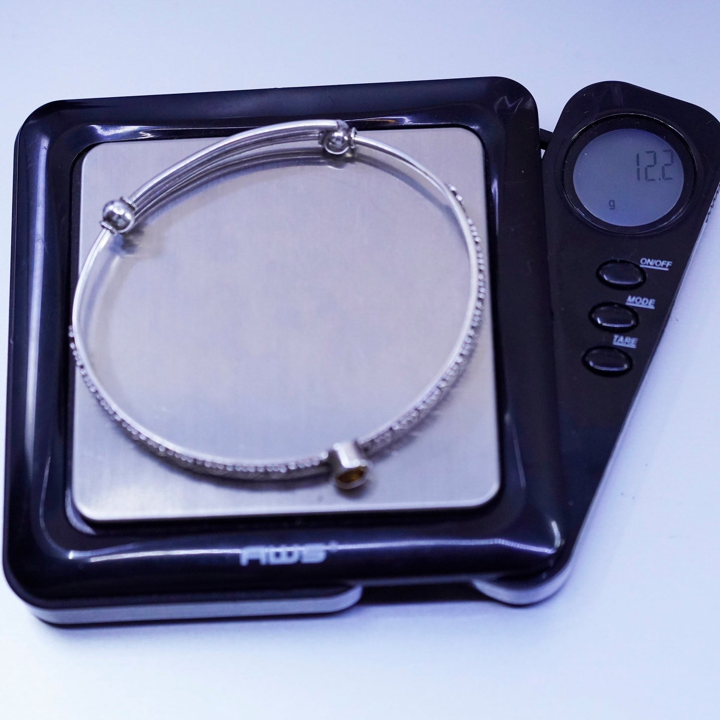 Size adjustable, Sajen Sterling 925 silver bracelet, bangle with beads citrine