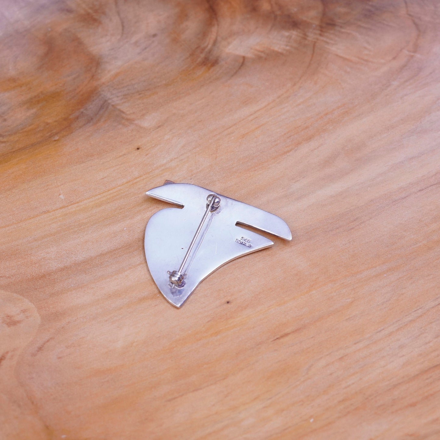 Vintage two tone sterling silver handmade pin, 925 soufeel sailing boat brooch