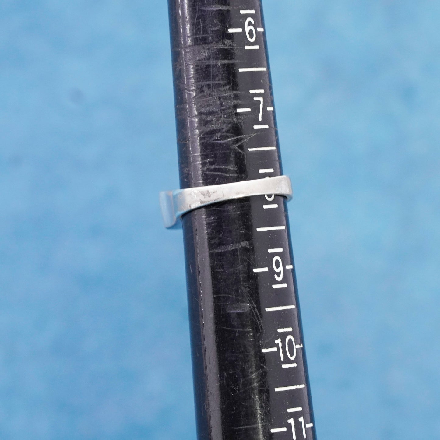 Size 8, vintage Sterling 925 silver handmade ring, 925 stackable band with Cz