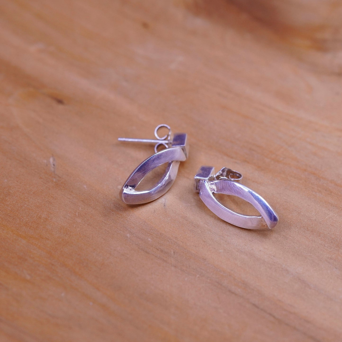 0.75”, Vintage Sterling silver handmade earrings, 925 teardrop drops
