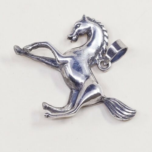 Vtg Sterling Silver Horse handmade Pendant, 925 Silver, Stamped 925